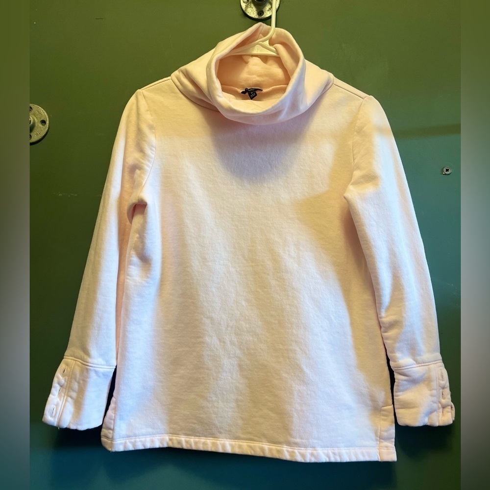 Talbots size P (0-2) pale pink cowl neck top/ sweatshirt pale pink - Picture 3 of 11